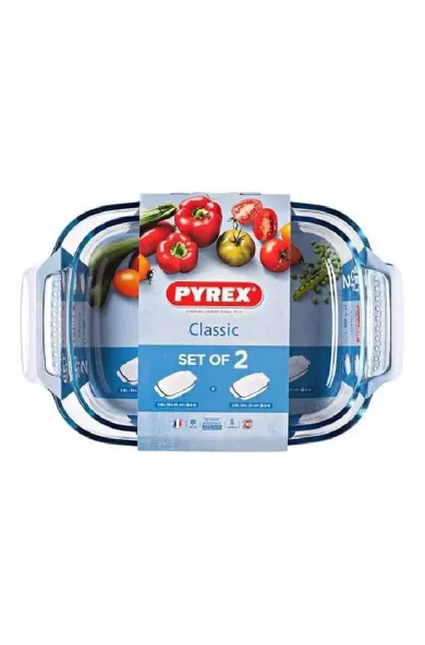 Pyrex Glass Rectangular Roaster Set Of 2