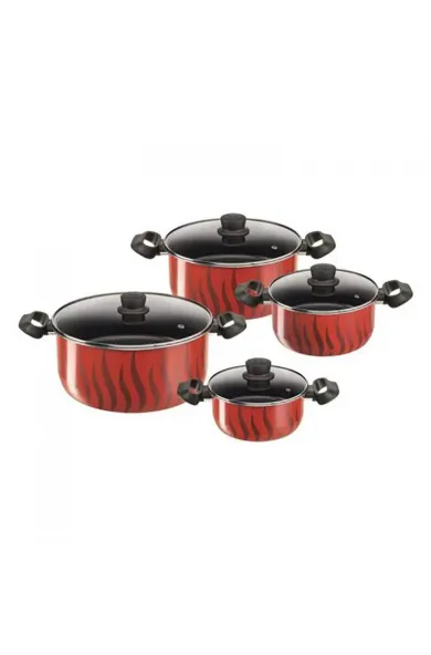 Tefal Tempo Flame - 8pcs Set: Stewpots 18/22/26/30 + Glass Lids