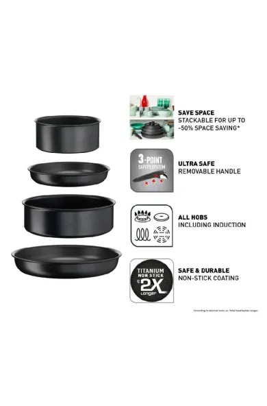 Tefal Set 12pcs Ingenio 6 Induction Daily Chef Black