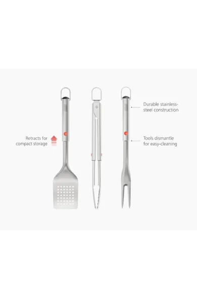 Joseph Joseph GrillOut™ 3-Piece Stainless-Steel BBQ Turner, Tongs & Fork Set