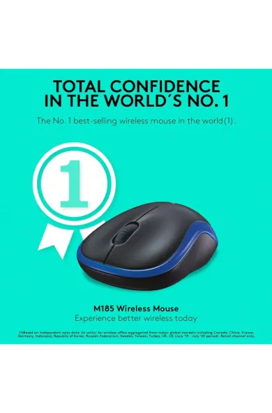 LOGITECH M185 Wireless Mouse Blue