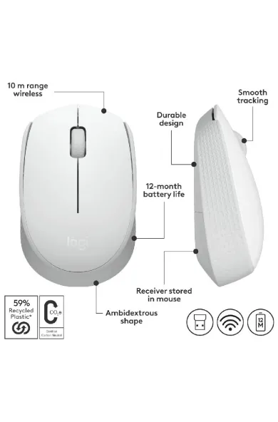 LOGITECH M171 Wireless Mouse White