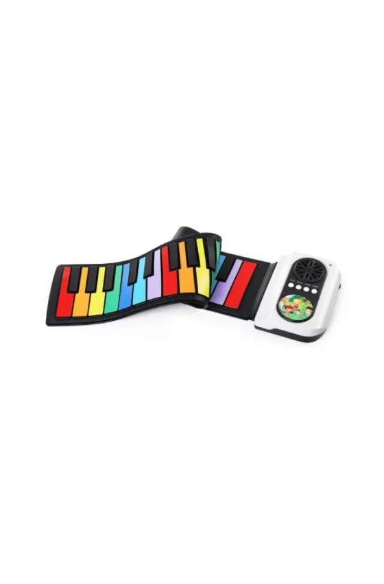 Flexible Roll Up Keyboard Piano Portable Foldable Silicone Piano 37 Key with Speaker Black
