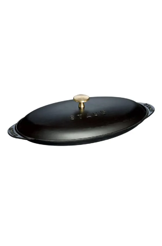 Staub fish plate fish roaster pan with lid black 31 cm 