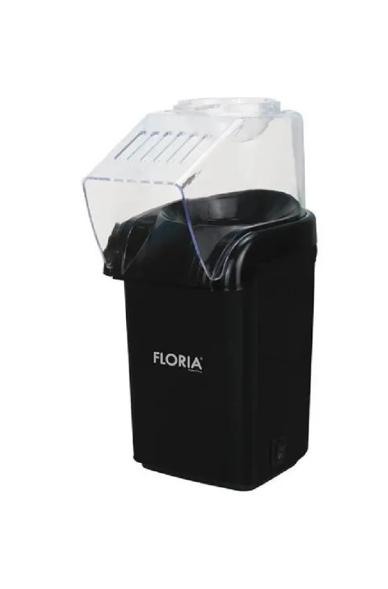 Zilan Floria Hot Air Popcorn Maker 1200W Power, BPA-Free, 60g Capacity, Oil-Free Popping – Black